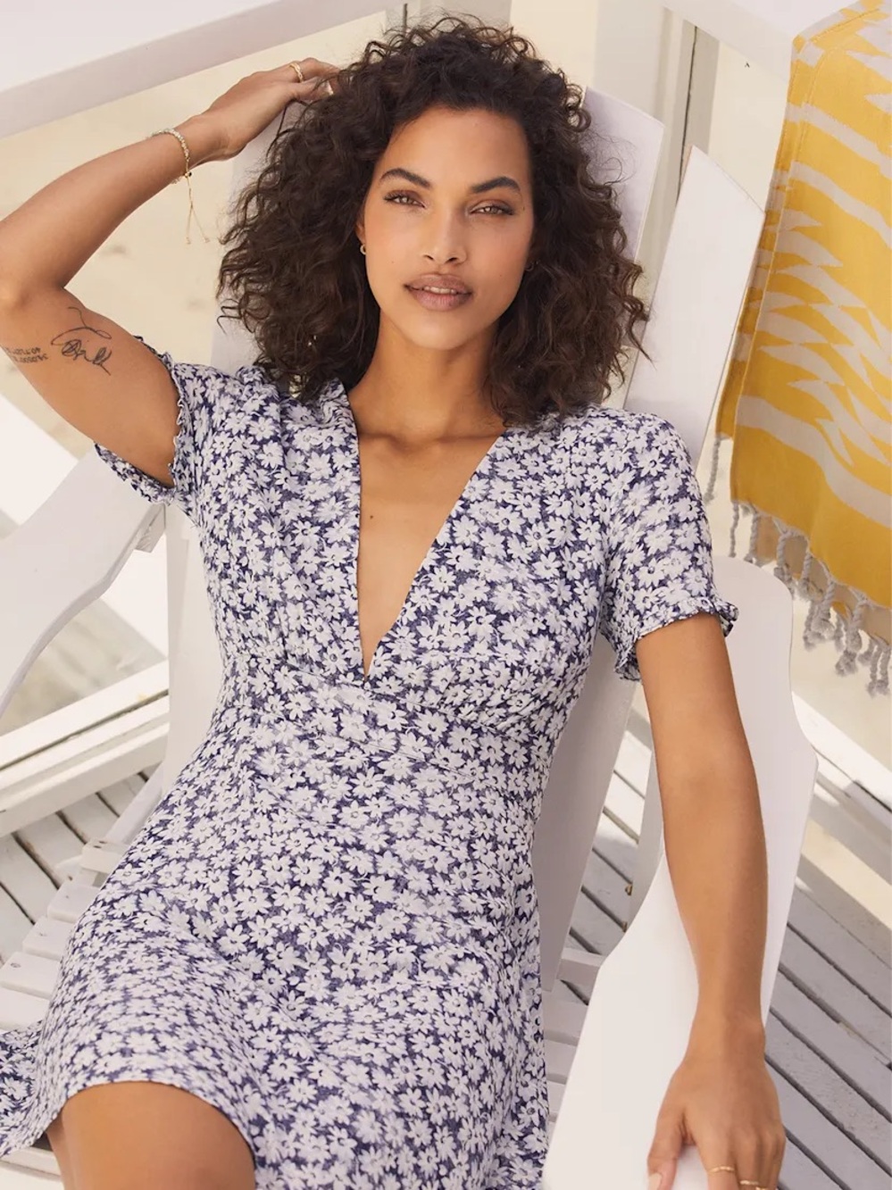 Lulus Garden Explorer Navy Blue Floral Print Mini Dress